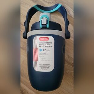 Water Bottle Thermos 64 oz Foam Insulated Flip-Up Lid Blue BPA-Free